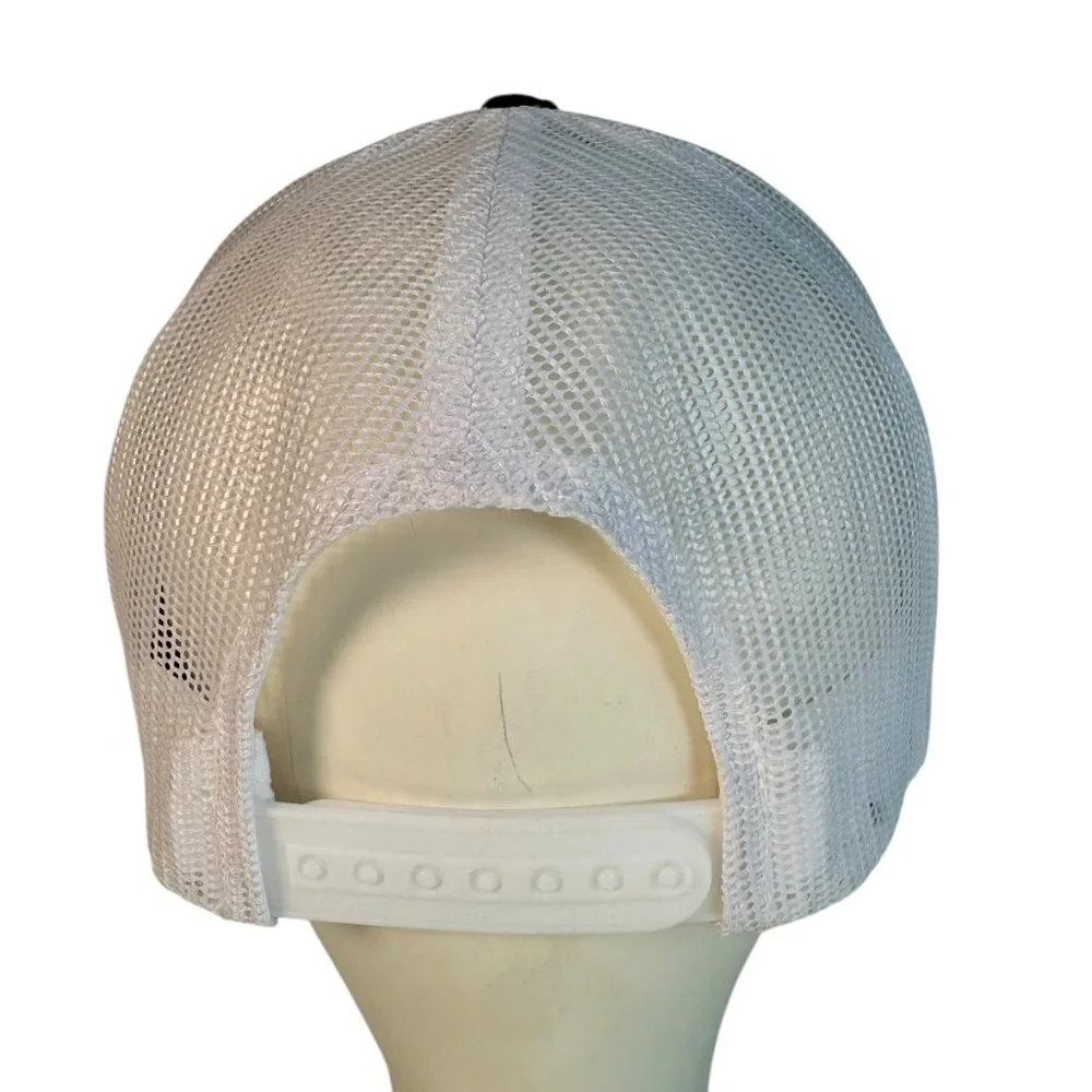 White 8 Point Star Octagram Snapback Hat Cap Embroidered Black & White Occult